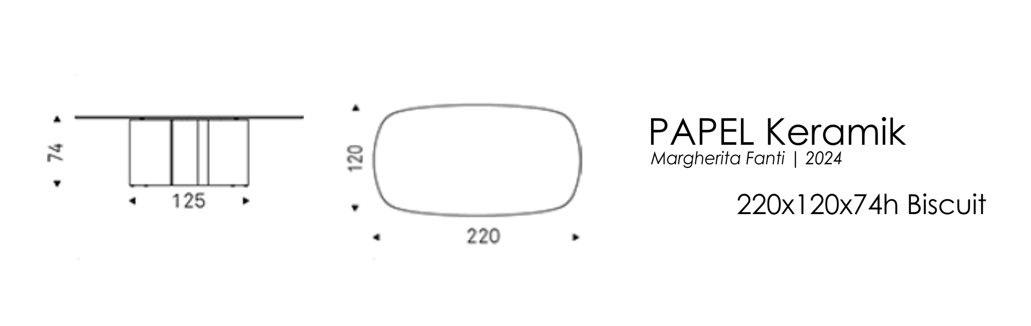 PAPEL - 220x120x74h Biscuit (керамика)