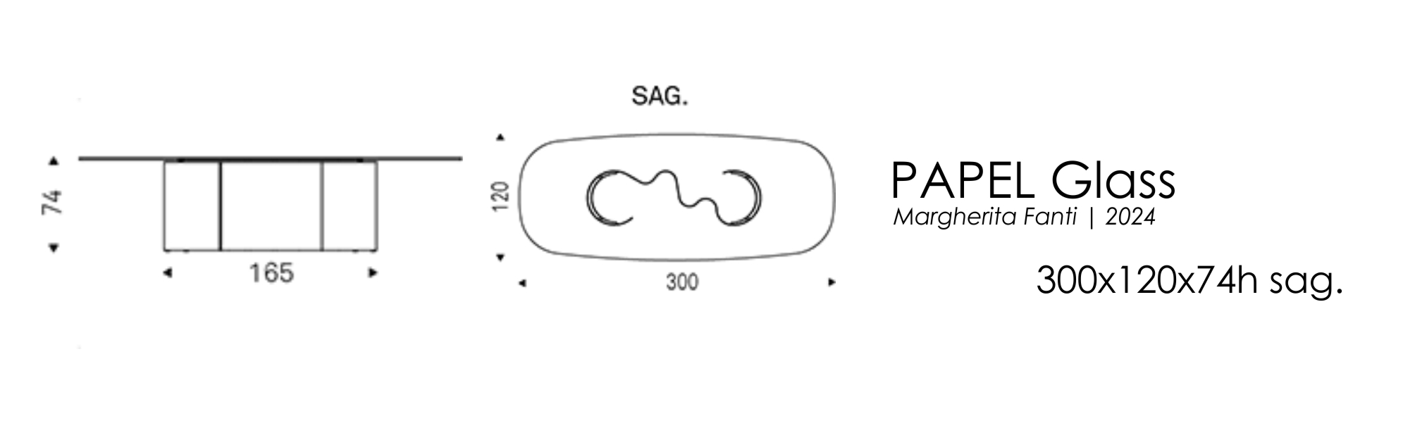 PAPEL - 300x120x74h sag. (стекло)