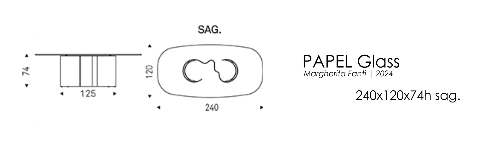 PAPEL - 240x120x74h sag. (стекло)